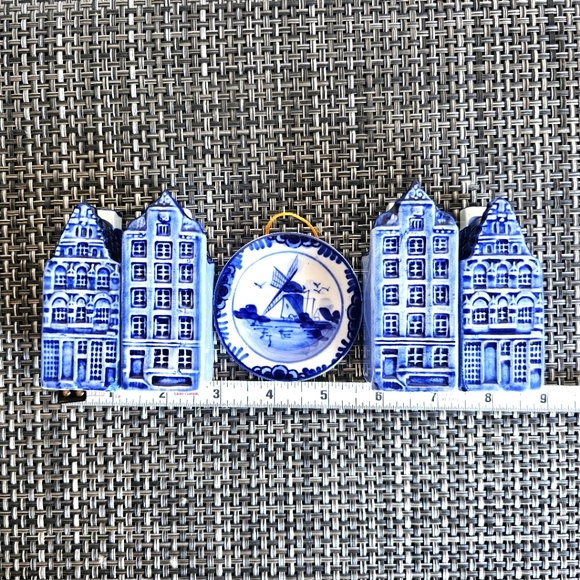 Vintage Delft Windmill Miniature Plate 3" Holland W7 2 sets S&P shakers - Picture 10 of 14